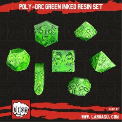 Poly-Orcs Green Inked Resin set of 7 dice