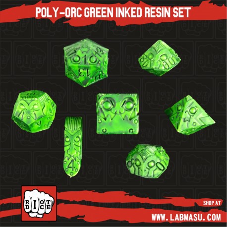 Poly-Orcs Green Inked Resin set of 7